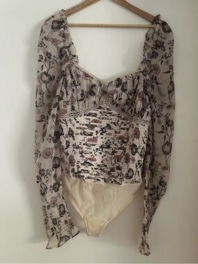 Free People Brunch Date Floral Bodysuit